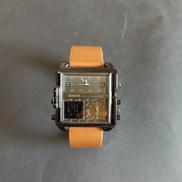 ساعت مچی مردانه چرم برند بین باند 2 زمانه کد 1715 - تصویر 3