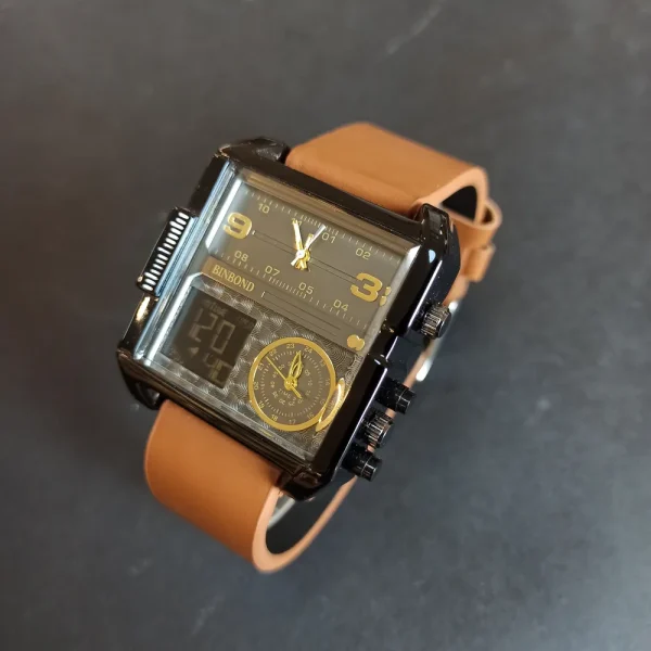 ساعت مچی مردانه چرم برند بین باند 2 زمانه کد 1715 - تصویر 4