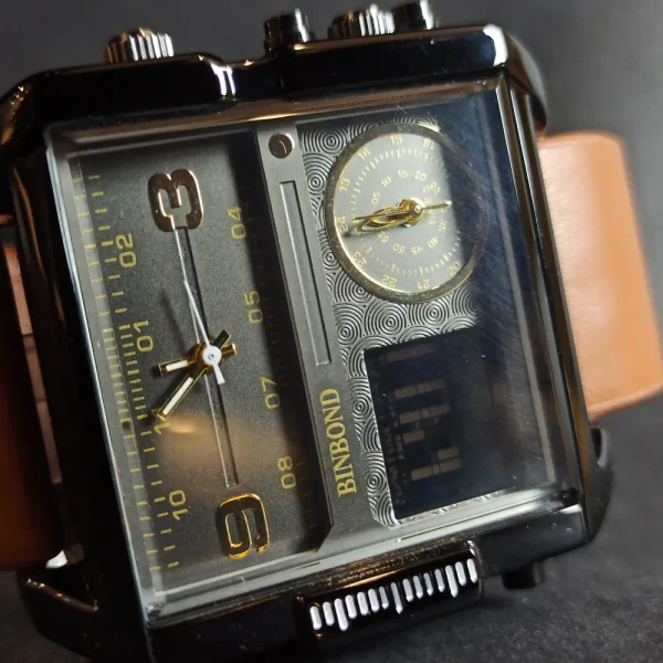 ساعت مچی مردانه چرم برند بین باند 2 زمانه کد 1715 - تصویر 5