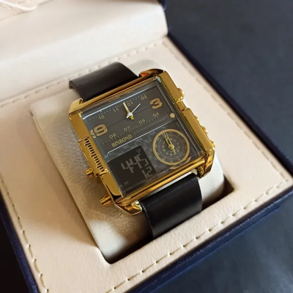 ساعت مچی مردانه چرم برند بین باند 2 زمانه کد 1715 - تصویر 13