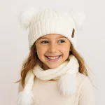 شال و کلاه دخترانه خزدار مدل بافتنی