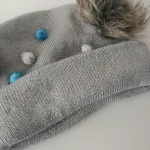 کلاه تک نوزادی بافت ریز گرم مدل پوم دار کد 11 - تصویر 4