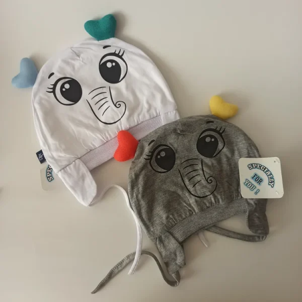 کلاه تک نوزادی تریکو بند دار گرم مدل عروسکی2 - تصویر 6