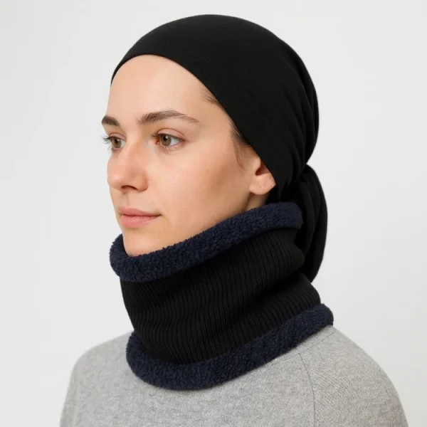 هدبند و گردنی زنانه خزدار مدل بافتنی مد 24 - تصویر 2