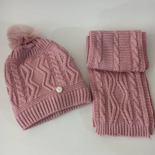 شال و کلاه دخترانه خزدار مدل بافتنی کد 27 - تصویر 2