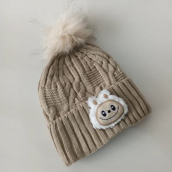 شال و کلاه دخترانه خزدار رینگی مدل لبوبو بافتنی کد 32 - تصویر 3