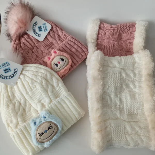 شال و کلاه دخترانه خزدار رینگی مدل لبوبو بافتنی کد 32 - تصویر 8