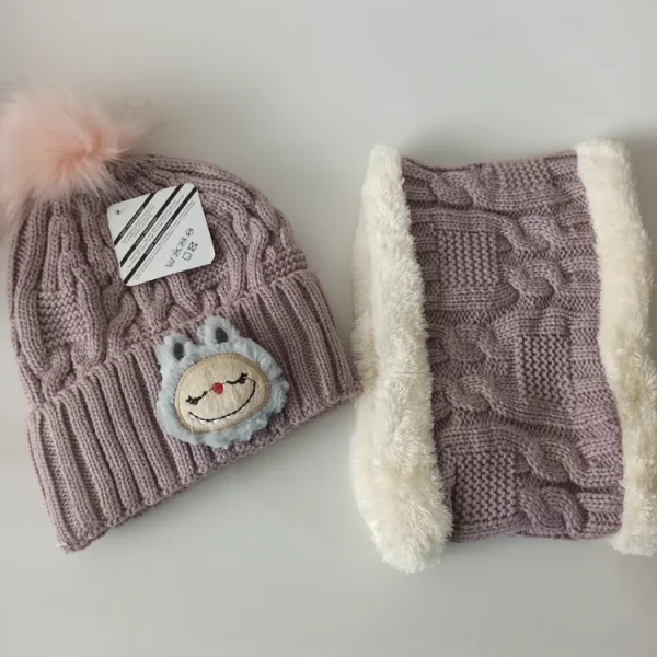 شال و کلاه دخترانه خزدار رینگی مدل لبوبو بافتنی کد 32 - تصویر 9