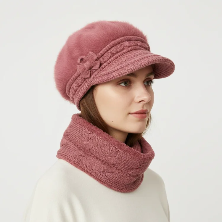 35-1 شال و کلاه زنانه وارداتی خزدار رینگی مدل نقابدار کد 35 - تصویر 1