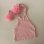 کلاه تک نوزادی تریکو پوم دار مدل عروسکی4 - تصویر 2