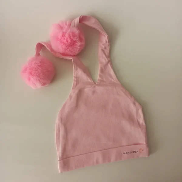 کلاه تک نوزادی تریکو پوم دار مدل عروسکی4 - تصویر 2