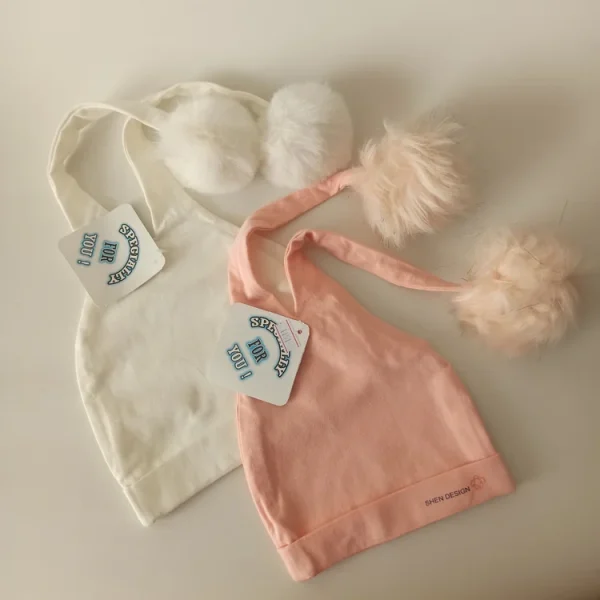 کلاه تک نوزادی تریکو پوم دار مدل عروسکی4 - تصویر 8