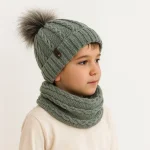 شال  و کلاه پسرانه خزدار رینگی مدل بافتنی کد 8