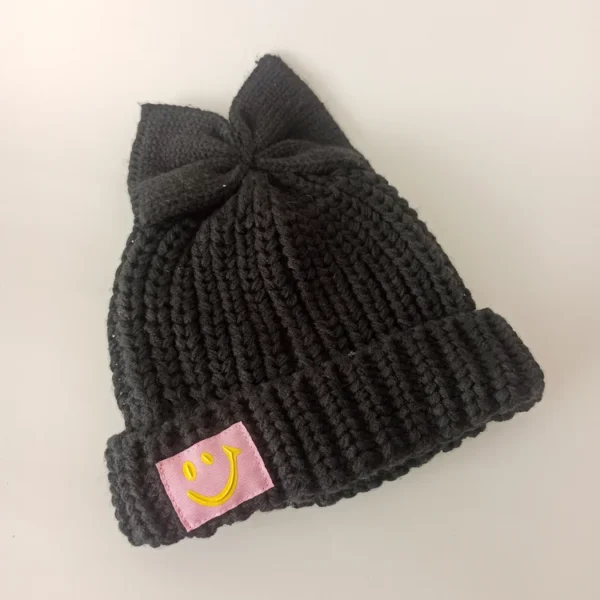 کلاه تک دخترانه پاپیونی مدل بافتنی کد 54 - تصویر 2