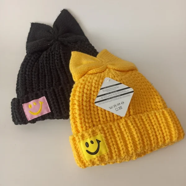 کلاه تک دخترانه پاپیونی مدل بافتنی کد 54 - تصویر 4