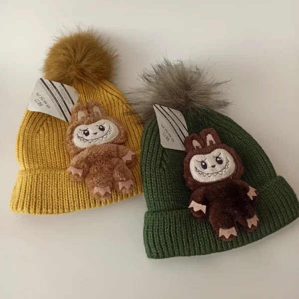 کلاه تک پسرانه خزدار لبوبو مدل بافتنی کد 55 - تصویر 6