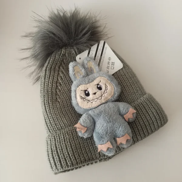 کلاه تک پسرانه خزدار لبوبو مدل بافتنی کد 55 - تصویر 8