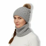 شال و کلاه زنانه خزدار رینگی مدل بافتنی کد 56