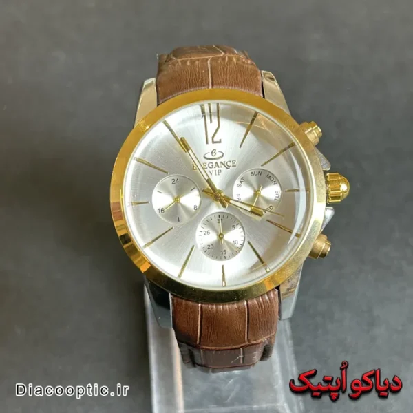 ساعت مچی مردانه اورجینال برند الگانس سه موتور بند چرم کد DO 2255 - تصویر 2