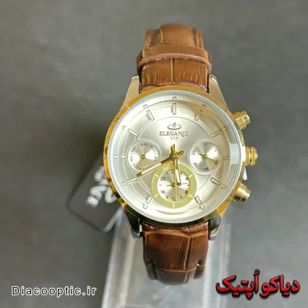 ساعت مچی زنانه اورجینال برند الگانس سه موتور بند چرم کد DO 2239 - تصویر 2