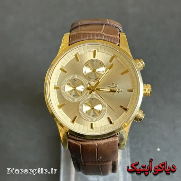 ساعت مچی مردانه اورجینال برند الگانس VIP سه موتور بند چرم کد DO 2243 - تصویر 2