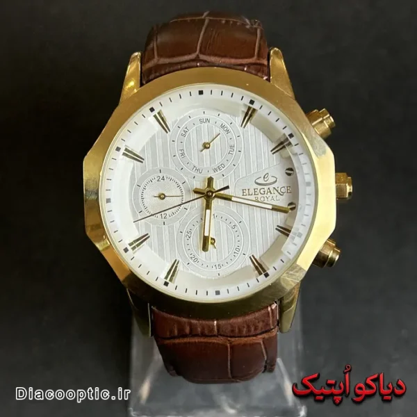 ساعت مچی مردانه اورجینال برند الگانس رویال بند چرمی DO 2249 - تصویر 2