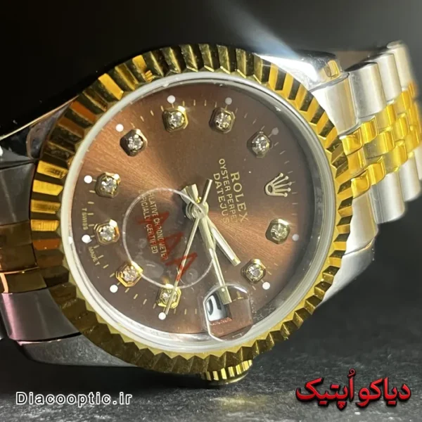 ساعت مچی اورجینال زنانه برند رولکس دیت داخل نگین موتور ژاپن مدل DO 1965 - تصویر 2