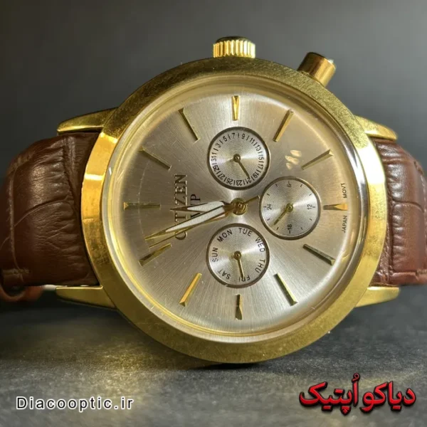 ساعت مچی مردانه برند سیتیزن سه موتور بند چرمی کد 1027 - تصویر 2