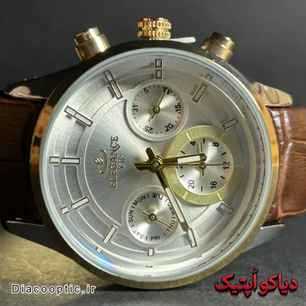 ساعت مچی مردانه اورجینال برند الگانس سه موتور بند چرم کد DO 2240 - تصویر 3