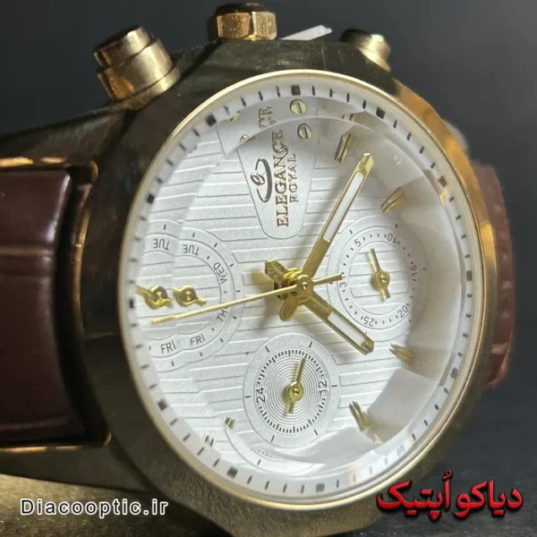 ساعت مچی مردانه اورجینال برند الگانس رویال بند چرمی DO 2249 - تصویر 3