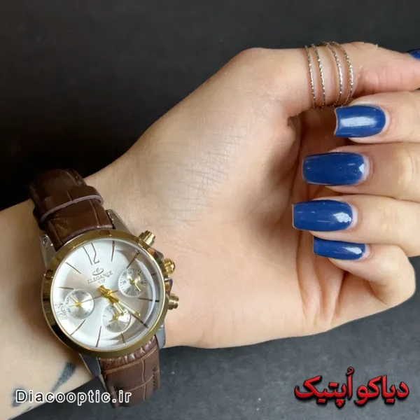 ساعت مچی زنانه اورجینال برند الگانس سه موتور بند چرم کد DO 2256 - تصویر 4
