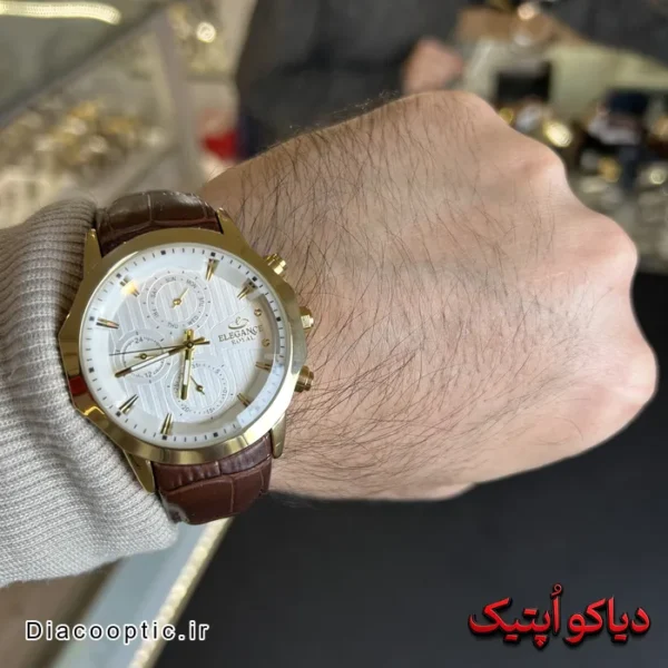 ساعت مچی مردانه اورجینال برند الگانس رویال بند چرمی DO 2249 - تصویر 5