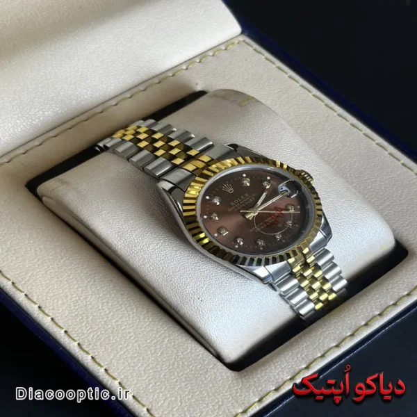 ساعت مچی اورجینال زنانه برند رولکس دیت داخل نگین موتور ژاپن مدل DO 1965 - تصویر 4