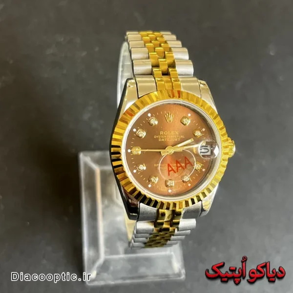 ساعت مچی اورجینال زنانه برند رولکس دیت داخل نگین موتور ژاپن مدل DO 1965 - تصویر 5