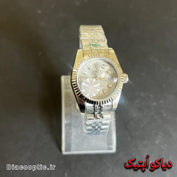 ساعت مچی اورجینال زنانه برند رولکس دیت داخل نگین موتور ژاپن مدل DO 1966 - تصویر 5