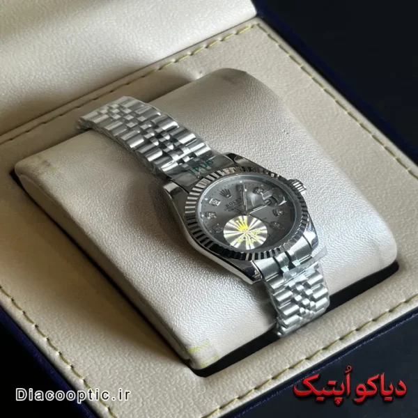 ساعت مچی اورجینال زنانه برند رولکس دیت داخل نگین موتور ژاپن مدل DO 1966 - تصویر 6