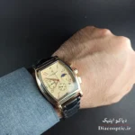 جزئیات قاب استیل طلایی و شیشه کریستال ضدخش ساعت کنستانتین DO1172