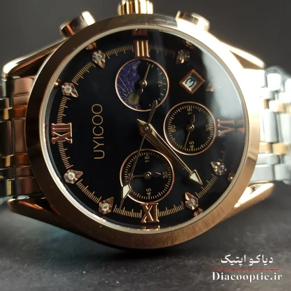 کلوزآپ صفحه مشکی Unicoo DO1169 با ایندکس سه بعدی و ساب دایل های کرنوگراف فعال