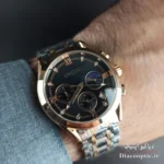 ترکیب رنگ لوکس نقره ای طلایی با قاب طلایی در ساعت Unicoo DO1169